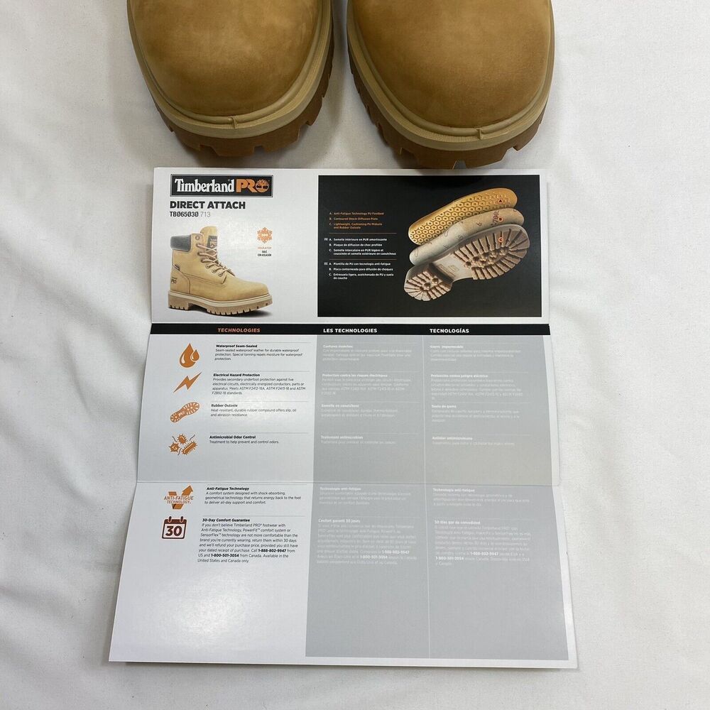 Timberland PRO Boots Men 12 Tan 6" Soft Toe Waterproof Workwear Insulated Shoes - Picture 11 of 15
